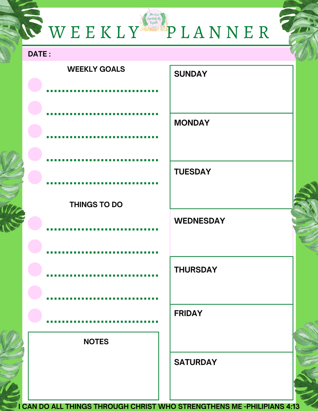 WEEKLY PLANNER